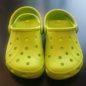 Toddler boy Lime Green Crocs.
